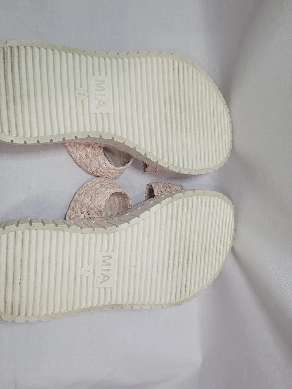 MIA Wedge Slide Sandals - Blush Pink/Cream With Braided Straps
